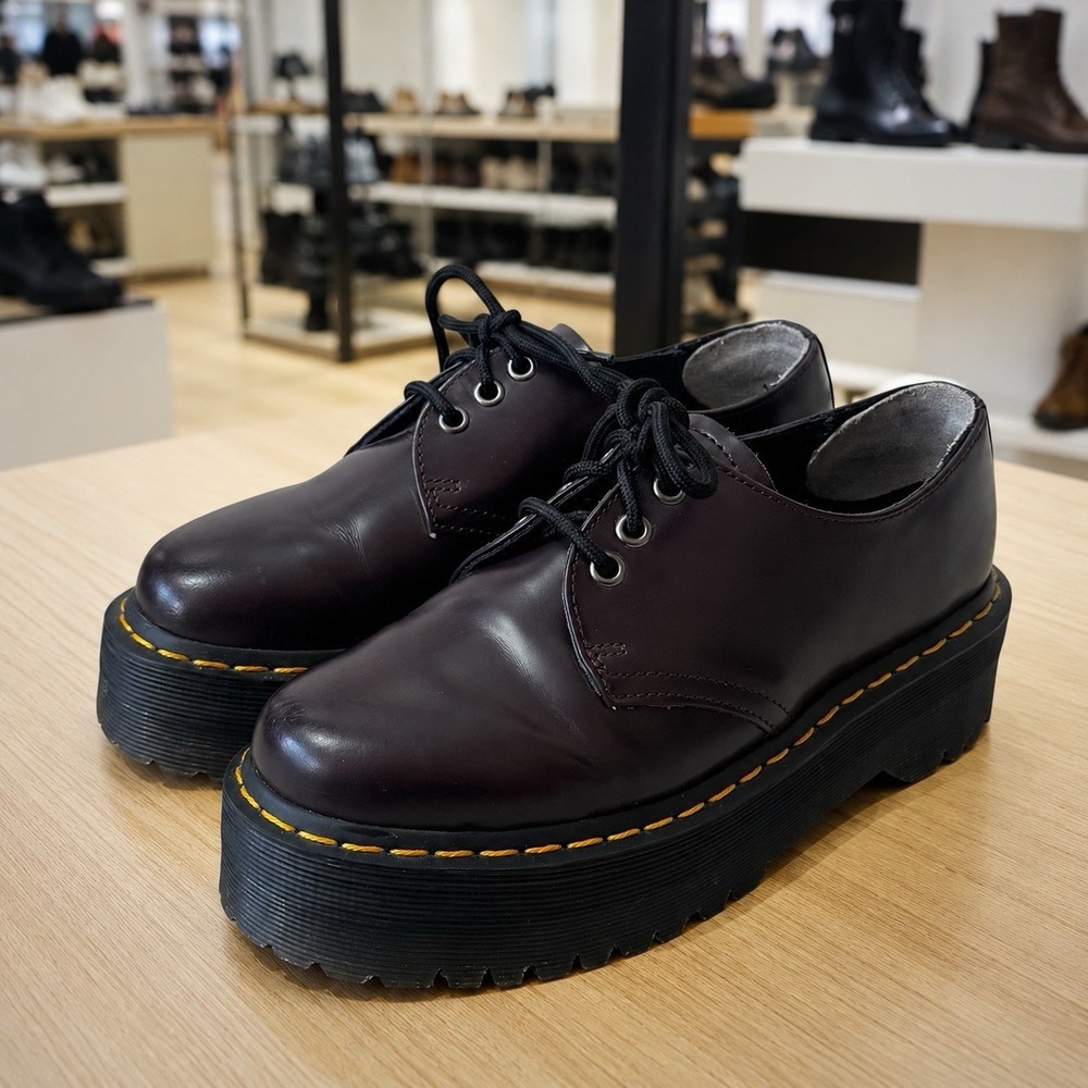 Dr Martens Patent Leather Quad Lace Up 1461 Burgundy Punk Grunge Capsule 7